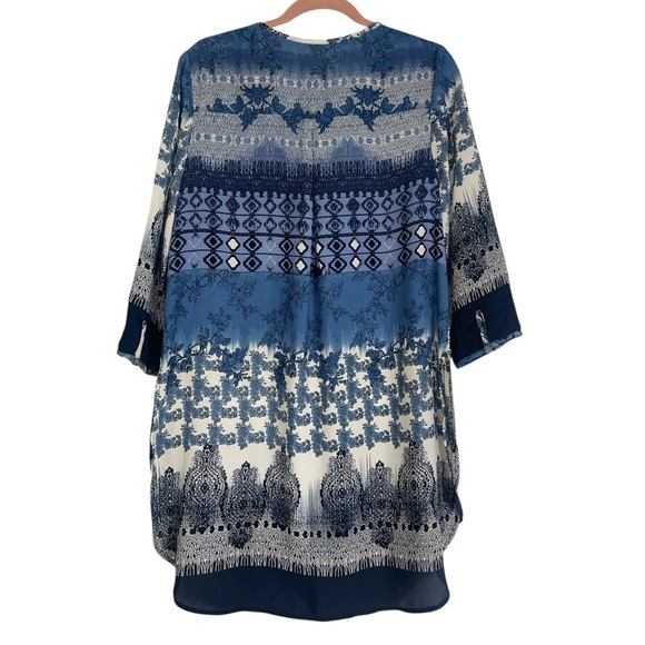 Anthropologie Fig & Flower floral blue & white tunic. Size medium GUC - Picture 4 of 7